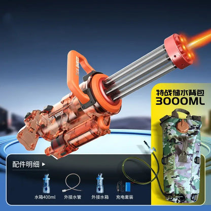 2024 Strongest Gatling Electric Water Gun Toy With Light Shooting Water Gun Summer Beach Pool Toys for Boy Adult Children Gifts