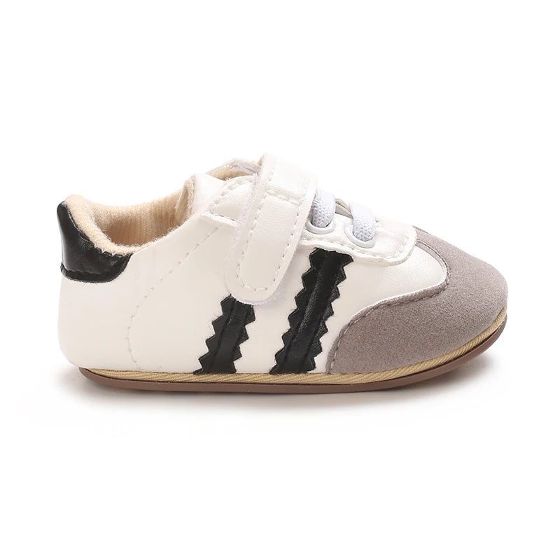 Spring and Autumn Fashion Stripes 0-1 Baby Shoes Baby Shoes Step Front Shoes Rubber Bottom Anti Slip Sneakers