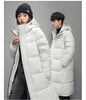 FGKKS 2025 Couple Winter Down Jacket Fashion Classic Slim Korean Style White Duck Down Men's Long Coat Women Hooded Outwear