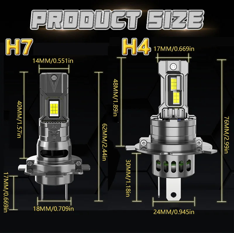 H7 H4 Led Canbus Lights 1:1 Mini Size Car Headlight With Fan 800000LM Super Bright Wireless Turbo Fog Bulb 6000K Automobile Lamp