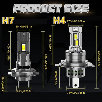 H7 H4 Led Canbus Lights 1:1 Mini Size Car Headlight With Fan 800000LM Super Bright Wireless Turbo Fog Bulb 6000K Automobile Lamp