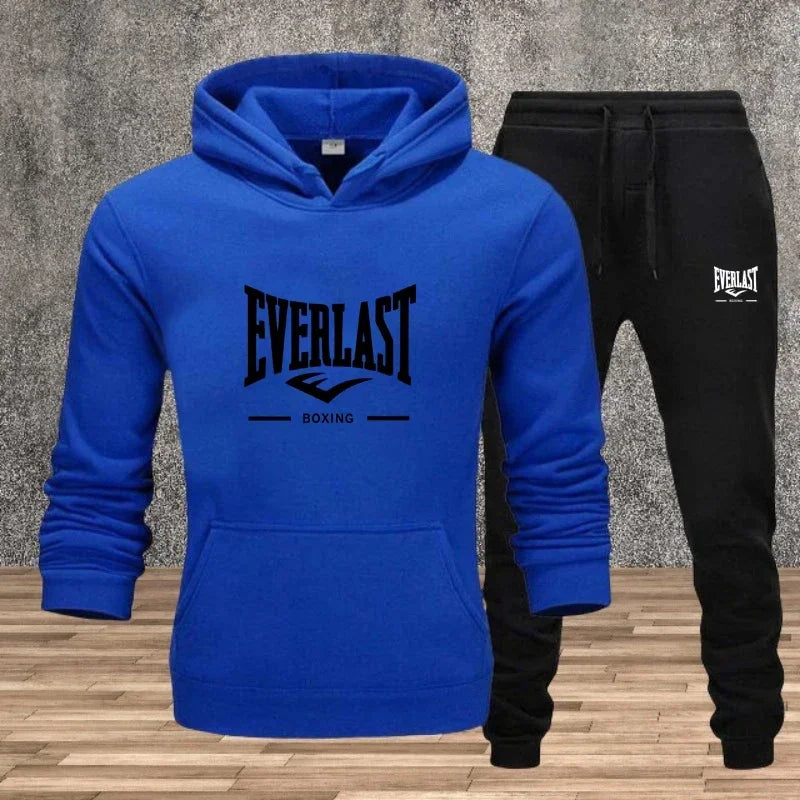 Autumn and winter men's set: Fashionable fitness jogging pullover, hooded sweatshirt, sweatshirt and casual pants two-piece set