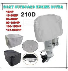 600D Boat Full Outboard Engine Cover Heavy Duty Silver Engine Motor Covers Protector For 6-225HP Waterproof