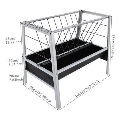 Iron, Steel Large Feed Trough Goat Feeders Standing Trough Bucket for Large Animals Sides Horse Hog Pig Livestock Poultry Feeder