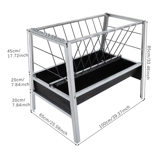Iron, Steel Large Feed Trough Goat Feeders Standing Trough Bucket for Large Animals Sides Horse Hog Pig Livestock Poultry Feeder