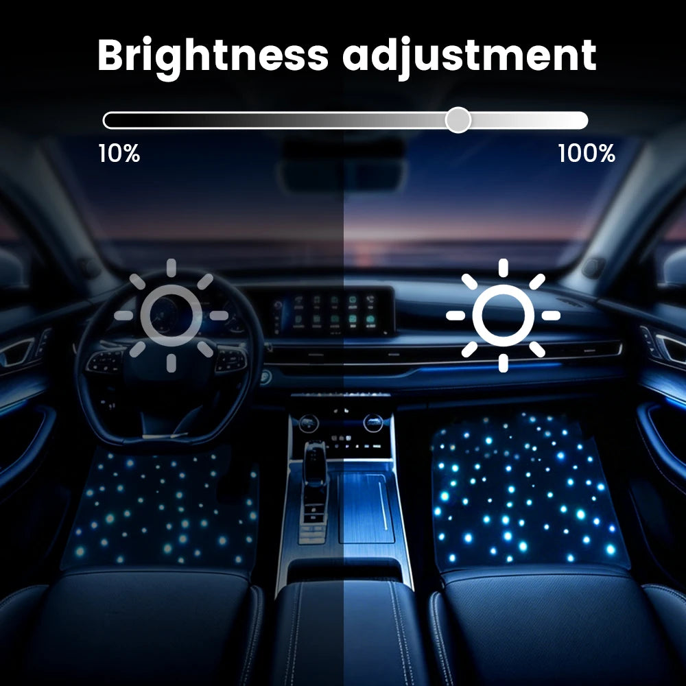 De Warehouse 3-in-1 Rgb Star Led Car Foot Pad Mat with Music Sync App Control, Auto Star Foot Mat Rgb Lighting Music Module Universal for All Cars, Fast Delivery Europe