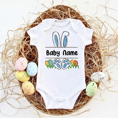 Custom Name Baby Easter Bodysuits Personalised Bunny Newborn Clothes Boys Girls Long Sleeve Jumpsuit Easter Party Infant Outfits