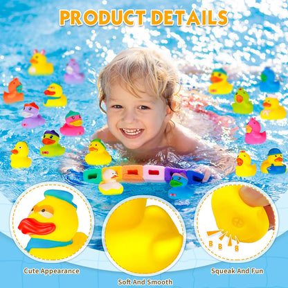 Assortment Rubber Ducks Assorted Mini Rubber Duck Squeak Duck Floating Bathtub Toys for Teens Girls Boys Birthdays Gifts