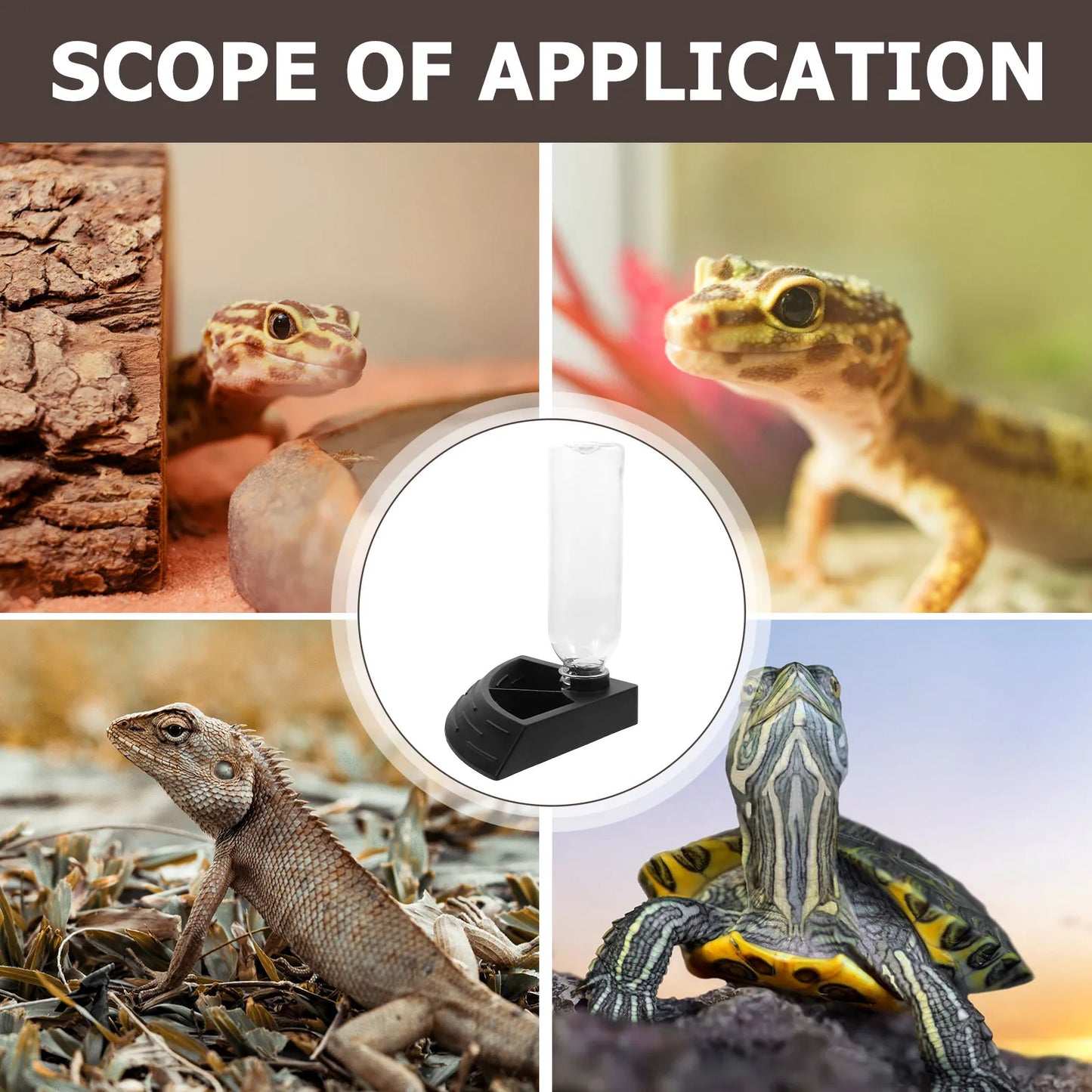 Automatic Reptile Water Bowl with Spillproof Design ABS Material Easy Clean for Tortoise Turtle Lizard Gecko in Tank Accessories