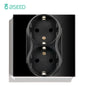 BSEED Touch Light Switch With EU USB Wall Sockets Black Wall Led Switches 1/2/3Gang 1Way Crystal Dark Blue Backlight Wall Switch