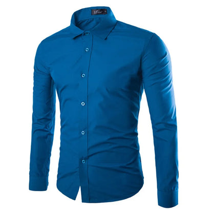 14 Colors Solid Color Men's Fashionable Candy Color Shirt Men's Casual Long Sleeve Shirt for Men