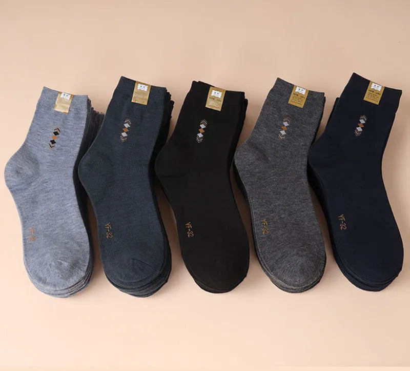 5 Pairs/Lot Men's Fashion Thickened Socks Four Seasons Leisure Breathable Deodorant Mid Tube Cotton Socks High Quality EU 38-44