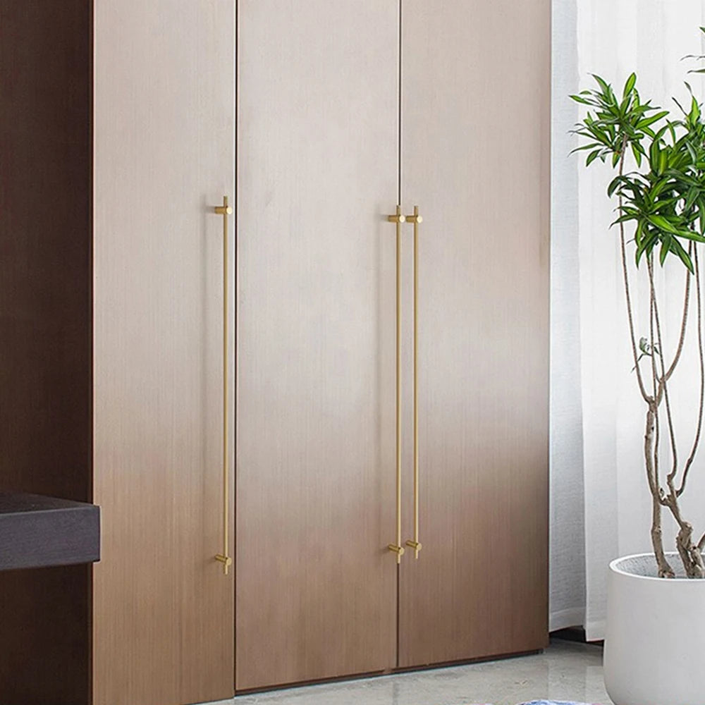 Brass long handle Nordic pure copper modern pulls simple gold light luxury pulls cabinet adjustable long handle cabinet handle