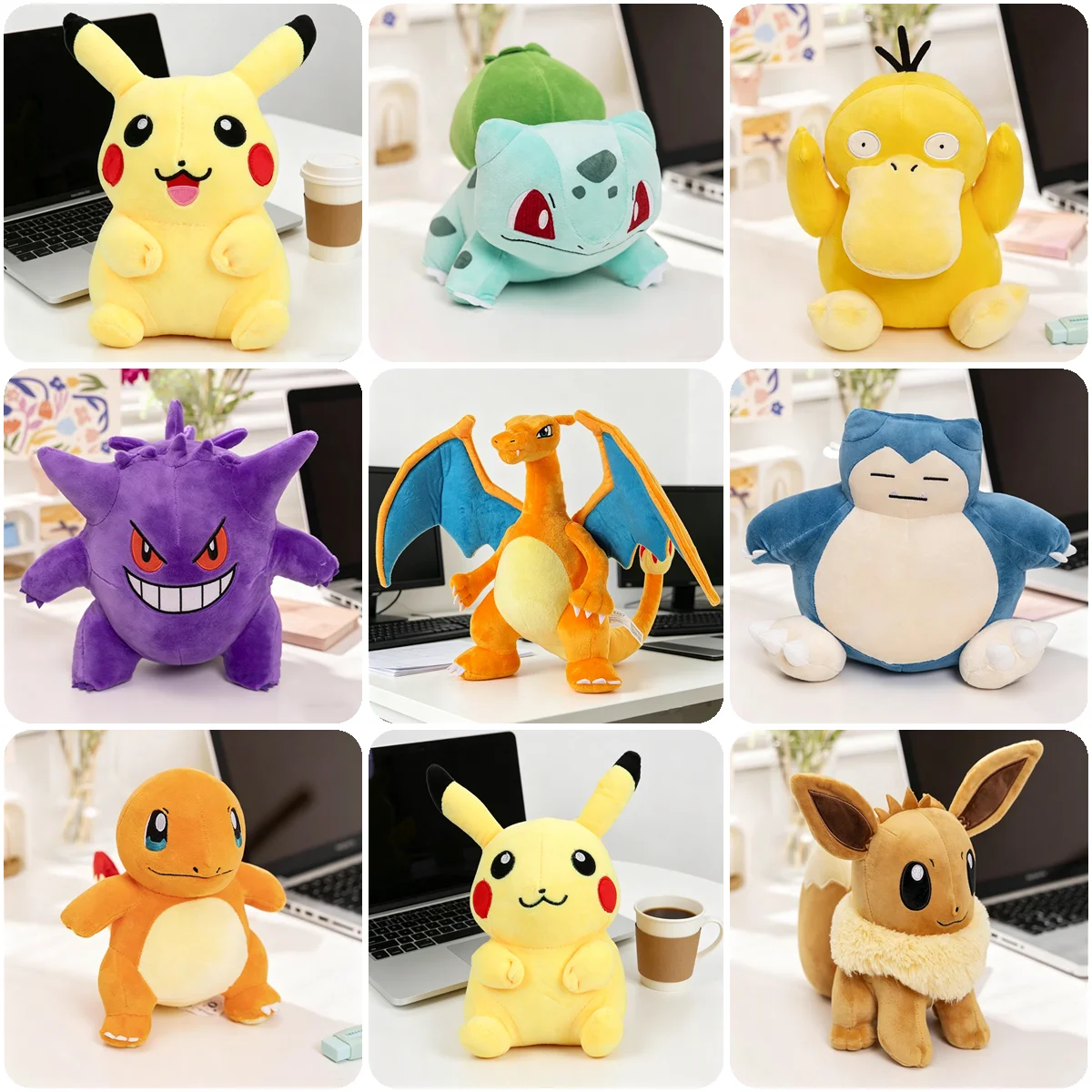 Pokemon Stuff Plush Toys Kawaii Pikachu Pichu Charmander Squirtle Psyduck Anime Soft Dolls Doll Kids Birthday Christmas Gift