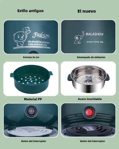220V Mini Electric Cooker Multi-functional Cooking Pot Non-stick Frying Pan Ramen Dormitory Small Electric Hot Pot Cute Cartoon