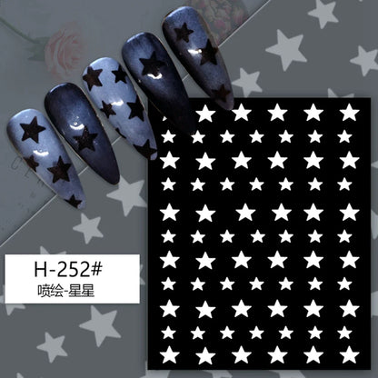 Hollow Nail Art Stickers Spray Painted Design Love Butterfly French Pattern Nail Accessories Decorative Decals