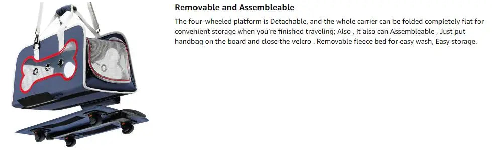 Stock Storage Airline Approved Hiking Large Rolling Stroller Wheeled Cat Dog Pet Trolley Carrier With Wheels for Large Dogs