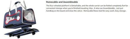 Stock Storage Airline Approved Hiking Large Rolling Stroller Wheeled Cat Dog Pet Trolley Carrier With Wheels for Large Dogs