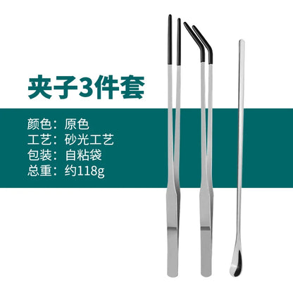 Stainless Steel Reptile Feeding Tongs With Rubber Tips Aquarium Aquarium Straight And Curved Tweezers Pet Feeding Accessories