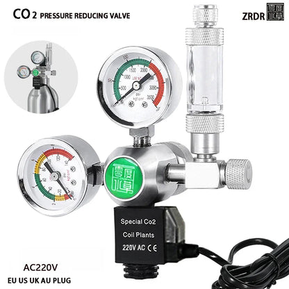 Aquarium DIY CO2 Regulator Solenoid Bubble Counter CO2 Control System Reaction Waterproof Fish Tank CO2 Pressure Reducing Valve