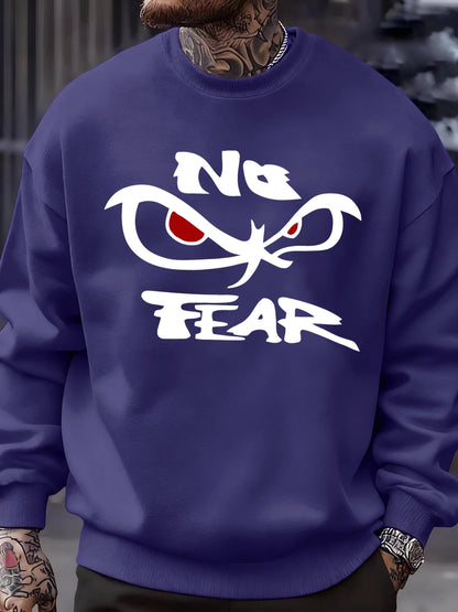 No Fear Determined Gaze Prints Mens Pullovers Soft Casual Sweatshirts Autumn Oversize Streetwear Crewneck Fleece Clothing Unisex