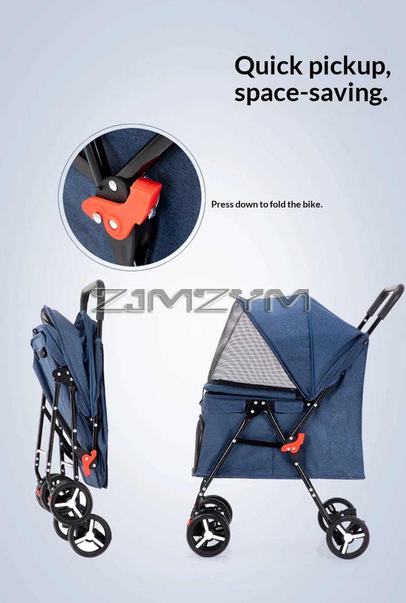 Portable Pet Stroller Dogs Cats Carrier Small Pet Stroller Foldable Suitable Outdoor Travel Dog Cat Supplies