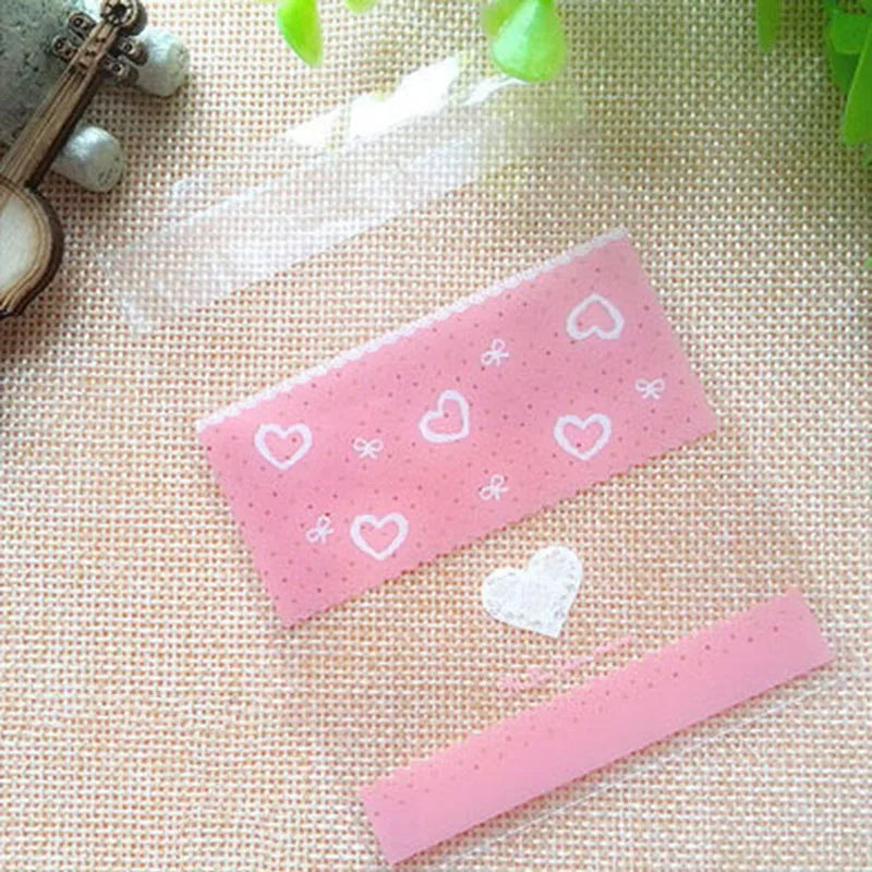 50Pcs/lot Cute Heart Theme Candy Cookie Bags Wedding Birthday Party Candy Buscuit Packaging Bag Christmas Plastic Gift Bags