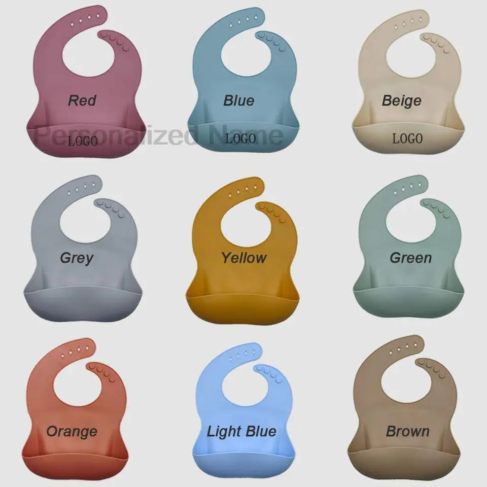 Silicone Baby Bib for Babies & Toddlers Waterproof Silicone Bibs Soft With Food Catcher Pocket for Boys & Girls Free Custom Logo