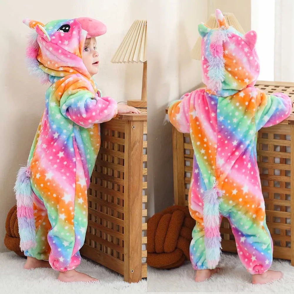 Baby Clothes Winter Pajamas Flannel Thermal Pijamas for Toddler Kids Boys Girls Squirrel Cow Onesies Infant Jumpsuit Pyjamas