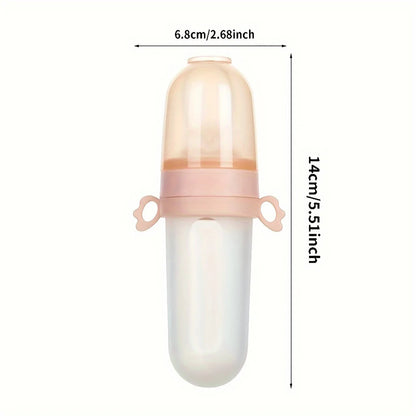 4pcs Baby Feeding Set: 1pc Silicone Spoon Feeder Bottle with Handle, 3-Size Mesh Bags-S, M, L. Baby Bottle, Feeding Bottle Set