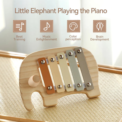 Children's Montessori Toys Baby Sensory Sound Stimulation Toy Baby's Musical Instrument Wooden Cartoon Animal Xylophone Toy Gift