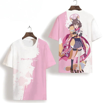 Takanashi Hoshino Game Blue Archive Cosplay T-shirts 3D Print Anime Cartoon Tees Summer Men Women Harajuku Y2k Short Sleeve Tops