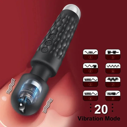 AV Vibrator Wand Personal Massager Clit Stimulator Sex Toy for Women 20 Patterns 8 Speeds Rechargeable Mini Vibrators Adult Toys