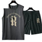 Summer Men's Clothing Fashion Casual Basketball Suit Street Sportwear 2 Piece Breathable Short Sleeve T-Shirt+Jogging Shorts Set