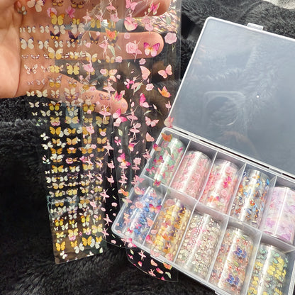 10Rolls Halloween  Flower Plaid Angel Marble  Bow Nail Foils Transfer Paper  Nail Art Stickers   Decal  Nails Decoration