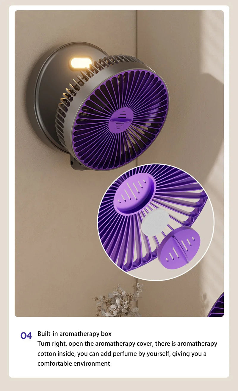 Lenovo 5000mAh 3IN1 Rechargeable Multifunctional Portable Fan Wall Mounted Fan 90° Folding Fan 4 Gears With Warm Night Light