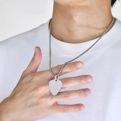 WLP Fashion Guitar Pick Personalized Pendant Stainless Steel Necklace for Men Women Custom Text Pattern Collar Necklace Jewelry