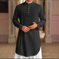 Men's Muslim Dress Long-sleeved Clothing 100% Cotton Pullover Kaftan Robe Men Jubba Thobe Pakistan Saudi Arab Caftan Islamic Top