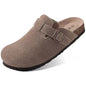 Shevalues Men's Suede Clogs Soft Leather Mules Men New Summer Men Cork Sandals Comfort Slip On Unisex Clogs With Arch Support