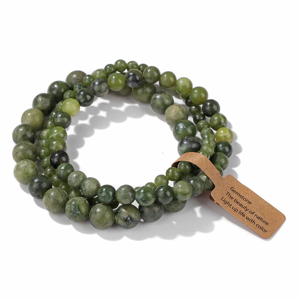 3pcs/set Natural Stone Beads Bracelet For Women Men 4 6 8 MM Indian Moss Agates Rhodonite Quartzs Jewelry Bracelet Gift Fashion