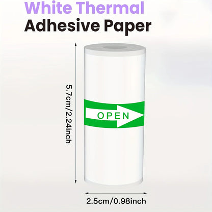 5/10/20 Rolls Mini Printer Thermal Paper with Core, White Adhesive Paper 57mm, Compatible with C9/X5/X6/X15 Mini Thermal Printer