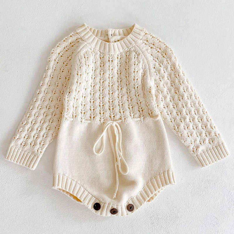2025 Spring Baby Clothes Girls Romper Autumn Long Sleeve Baby Girl Knit Hollow Out Rompers Baby Jumpsuit Baby Clothes
