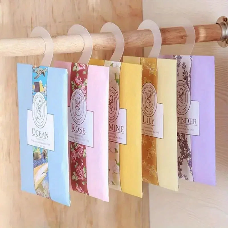 5pcs Smell Incense Hanging Decor Wardrobe Sachet Closet Car Hanging Fragrance Sachet Aromatherapy Perfume Air Freshener Scent