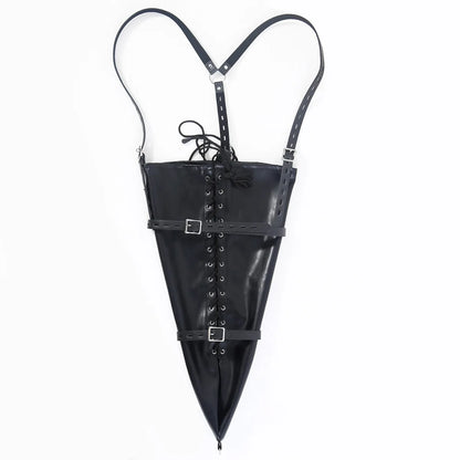 BDSM Mermaid Restraint Bag Leather Straitjacket Fetish Half Body Bondage Legging Binder Slave Ankle Cuff Binding Erotic Sex Tool