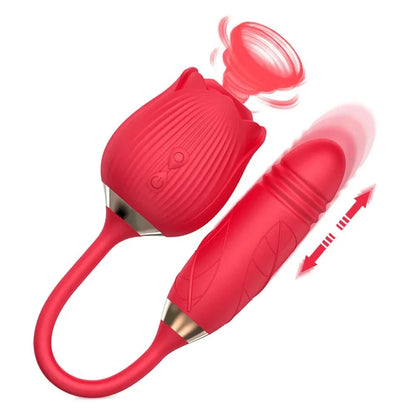 3in1 Thrusting Anal Vibrator Female Rose Sucking Clitoris Stimulator Dildo Licking Vagin Massager Masturbator Sex Toys for Women