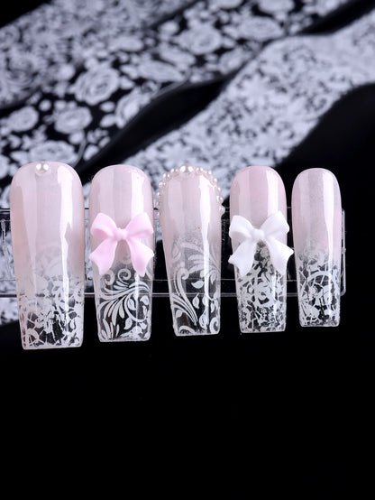 10 Sheets Lace Nail Foil White & Black Nail Stickers Design Transfer Foils Starry Sky Paper Nail Art Foil Decals for Nails Salon