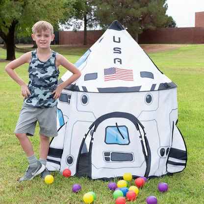 JOYFY Rocket Ship Play Tents Set Pop up Play house with Tunnel 3-Piece Play Tent for Kids Pretend Play Birthday Gift