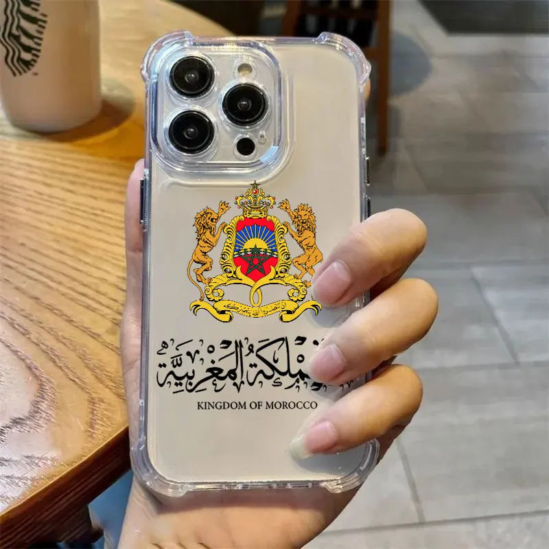 Morocco Flag Passport Coat Phone Case Clear For iPhone 17 16 14 15 11 12 13 Pro Max 16E 15 16 Plus 17 Air Soft Shockproof Cover