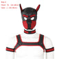 Large Size Puppy Cosplay Neoprene Fetish Hood Mask Kit with Chest Strap Collar Armband Sex Costumes for Bdsm Slave Role Play