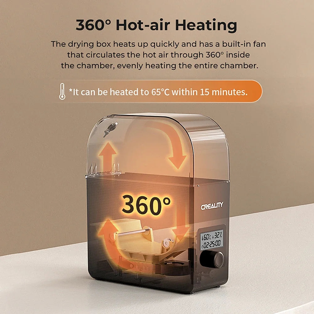 Creality Filament Dryer Box 2.0 360° Hot-air Heating 1.75mm / 2.85mm Filaments Support 24 Hours Timer Real-time Humidity
